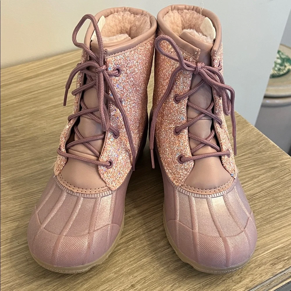 Wonder Nation Girls size 3 Pink Glitter Duck Boots. Exc condition